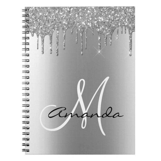 Cuaderno Monograma con Goteo de Brillo Metálico Ro (Frente)