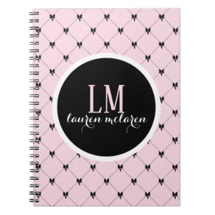 Cuaderno Monograma con Lazo Rosa y Negro