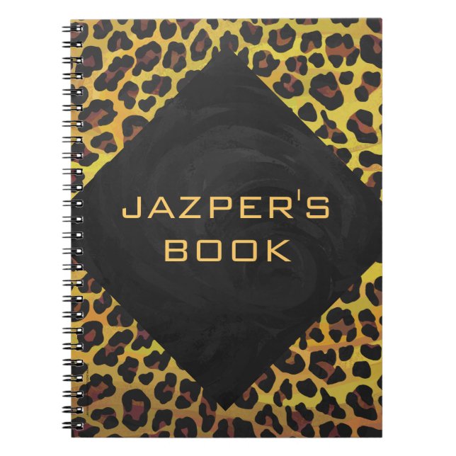Cuaderno Monograma con leopardo marrón y amarillo (Frente)