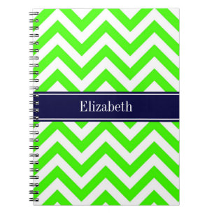 Cuaderno Monograma con nombre azul de la Marina de Chevron