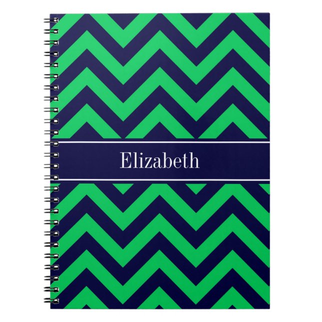 Cuaderno Monograma con nombre azul de la Marina de Esmerald (Frente)