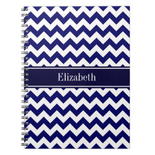Cuaderno Monograma con nombre de la marina azul de la corti