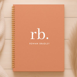 Cuaderno Monograma Coral Peach Elegante Femenino Minimalist