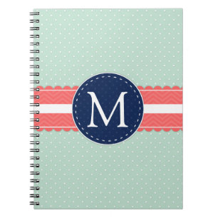 Cuaderno Monograma coralino de los azules marinos del