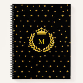 Cuaderno Monograma, Corona, Laurel y estrellas doradas en n