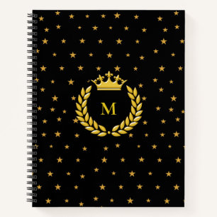Cuaderno Monograma, Corona, Laurel y estrellas doradas en n
