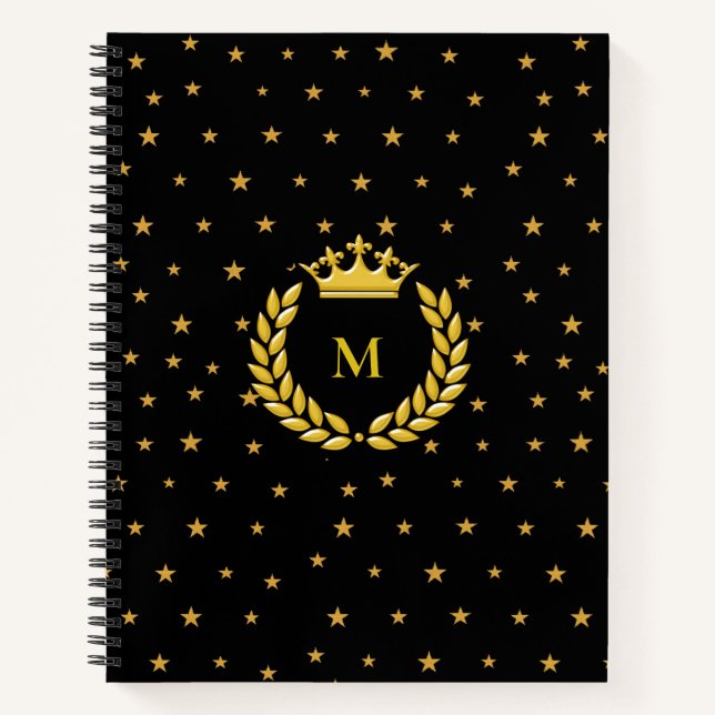 Cuaderno Monograma, Corona, Laurel y estrellas doradas en n (Anverso)