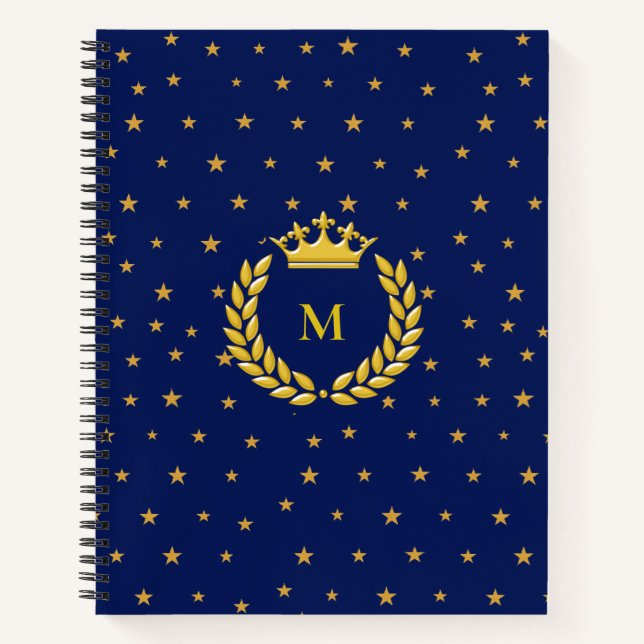 Cuaderno Monograma, Corona, Laurel y estrellas doradas sobr (Anverso)