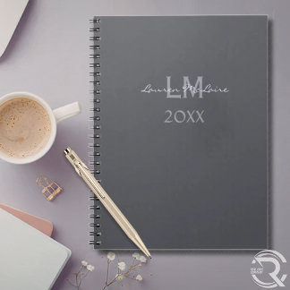Cuaderno Monograma Corporativo Profesional Gris Pizarra Ele