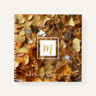 Cuaderno Monograma cuadrado de lujo con destellos de oro