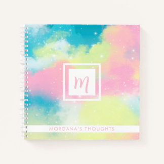Cuaderno Monograma Cuadrado de Pasteles Lindos