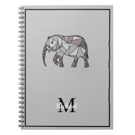Cuaderno Monograma Cute Graphics Elephant Personalizado Neg