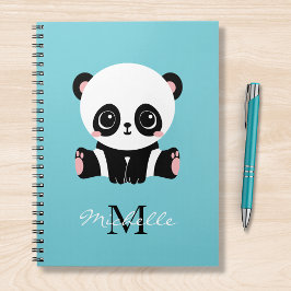 Cuaderno Monograma Cute Panda Goma de burbuja personalizada