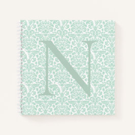 Cuaderno Monograma Damasco Verde Sage Inicial