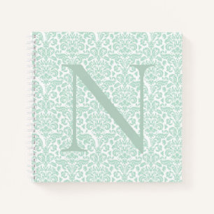 Cuaderno Monograma Damasco Verde Sage Inicial