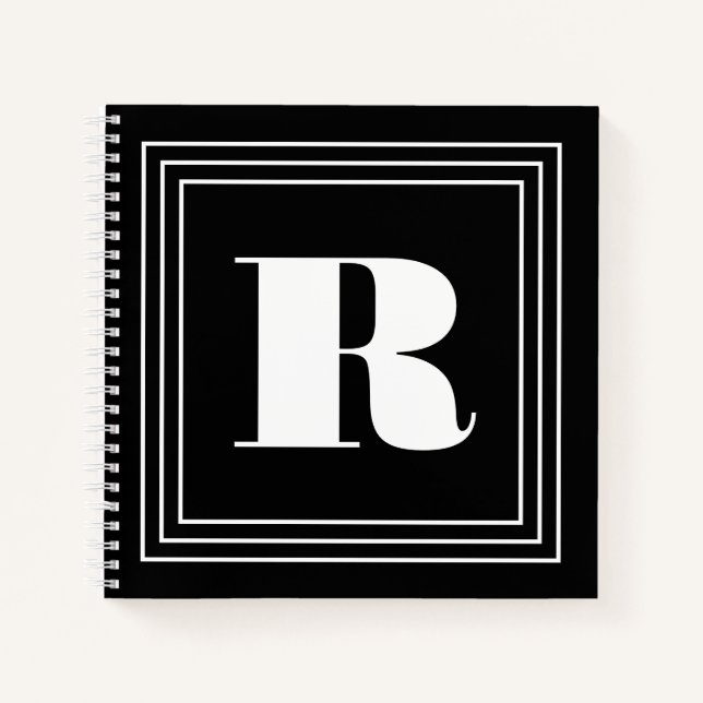 Cuaderno Monograma de 3 cuadros | Blanco y negro (Anverso)