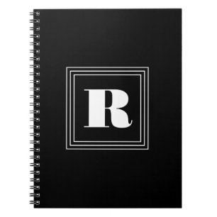 Cuaderno Monograma de 3 cuadros   Blanco y negro
