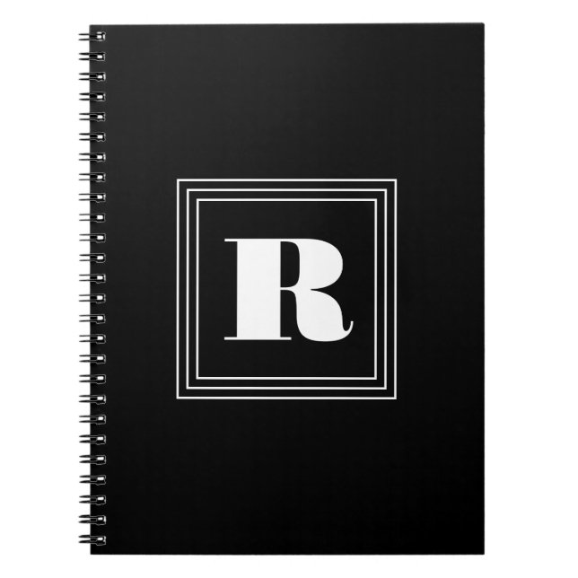 Cuaderno Monograma de 3 cuadros | Blanco y negro (Frente)