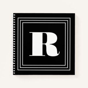 Cuaderno Monograma de 3 marcos   Blanco y negro