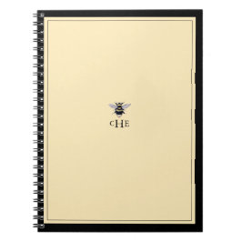 Cuaderno Monograma de abeja amarilla amarilla suave vintage