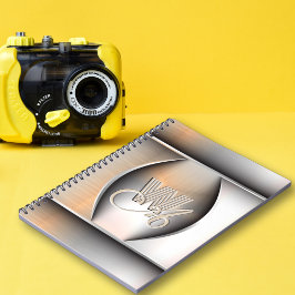 Cuaderno Monograma de acero cepillado brillante