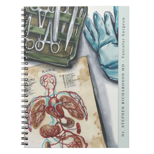 Cuaderno Monograma de acuarela del cirujano Médica médico (Frente)