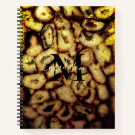 Cuaderno Monograma de Agates de Cuartz Verde de Tierra