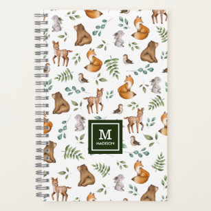 Cuaderno Monograma de animales de la selva de bosque de Cut