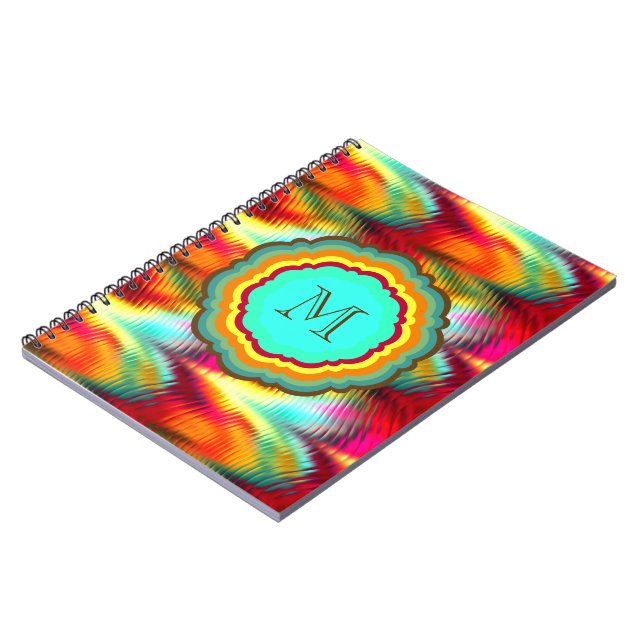 Cuaderno Monograma de arcoíris divertido y vibrante (Lado Izquierdo)