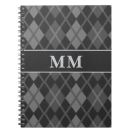 Cuaderno Monograma de Argyle negro inicial