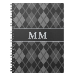 Cuaderno Monograma de Argyle negro inicial