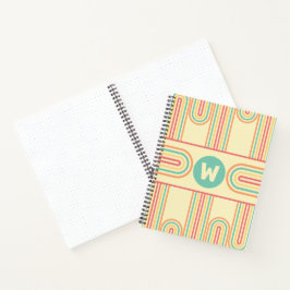 Cuaderno Monograma de arte de línea de arco retro