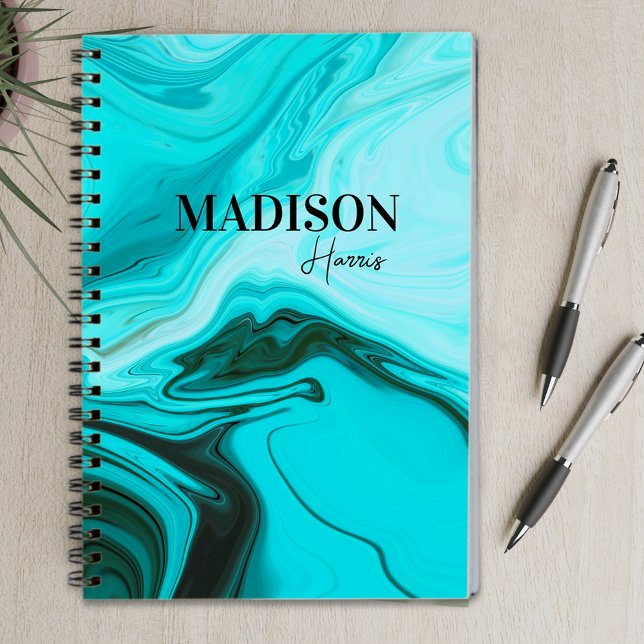 Cuaderno Monograma de arte de mármol azul oscuro (Subido por el creador)