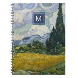 Cuaderno Monograma de arte de Van Gogh con cipreses