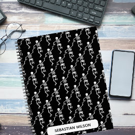 Cuaderno Monograma de baile de Halloween en blanco y negro