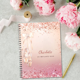 Cuaderno Monograma de baile purpurina rosa dorado Rosa