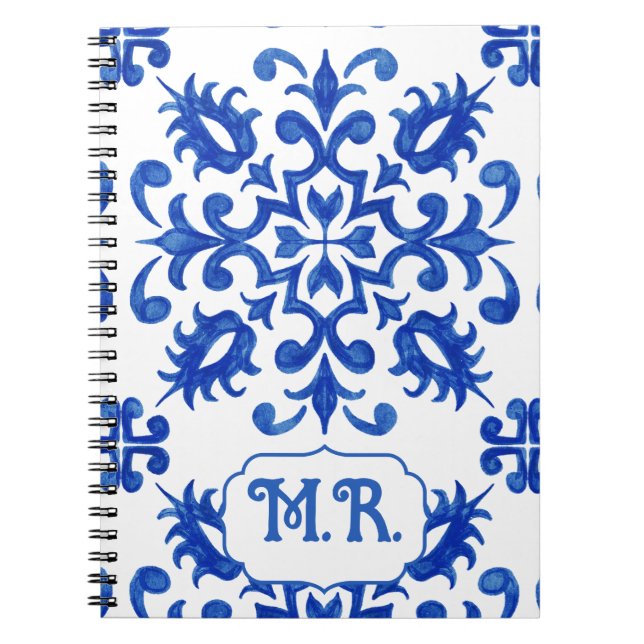 Cuaderno Monograma de Baldosa Azul Portuguesa (Frente)