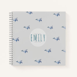 Cuaderno Monograma de ballena acuarela caprichoso
