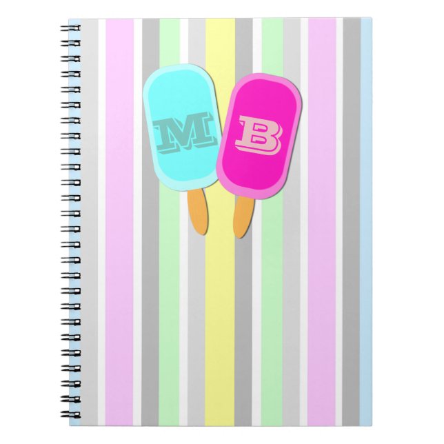 Cuaderno Monograma de bandas y pipetas de pasto (Frente)