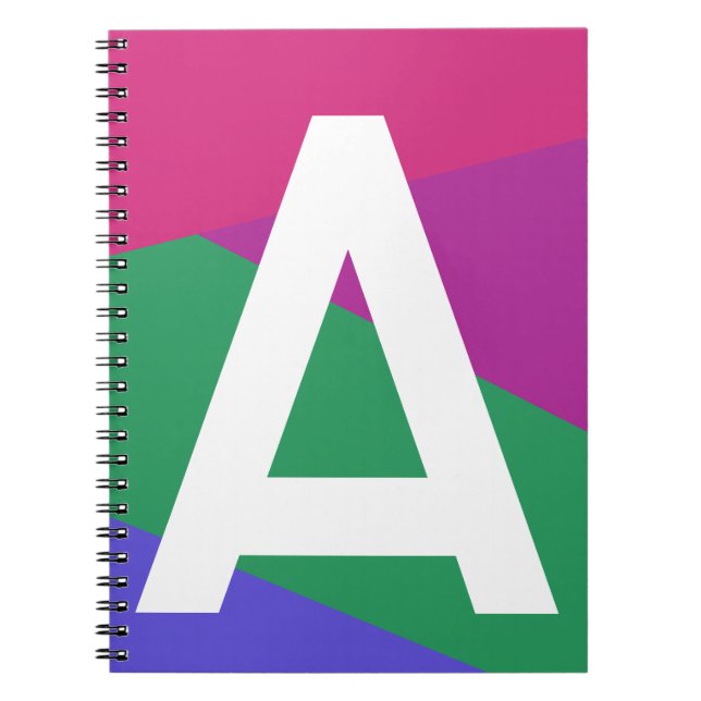Cuaderno Monograma de Bloque de Color Retro Personalizado (Frente)