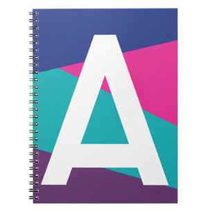 Cuaderno Monograma de Bloque de Color Retro Personalizado
