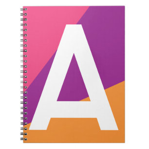 Cuaderno Monograma de Bloque de Color Retro Personalizado