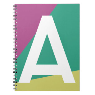 Cuaderno Monograma de Bloque de Color Retro Personalizado