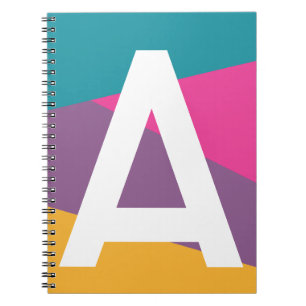 Cuaderno Monograma de Bloque de Color Retro Personalizado
