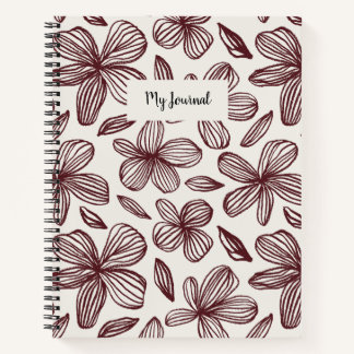 Cuaderno Monograma de Borgoña Floral Cute