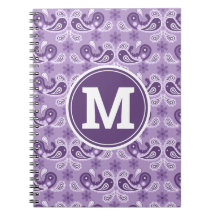 Monograma de cachemira morado y blanco Chic Desgas