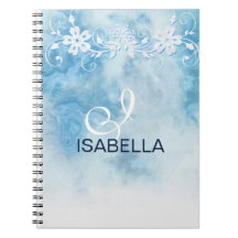 Monograma de caligrafía de guion de invierno azul 