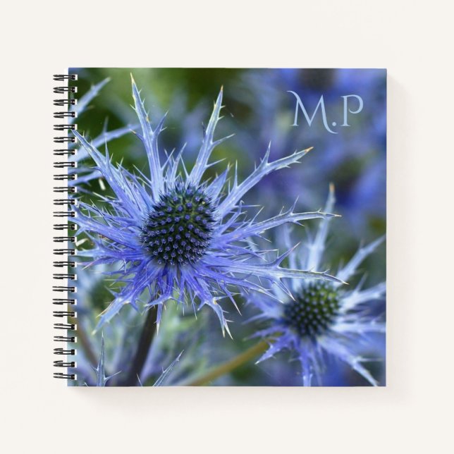 Cuaderno Monograma de Cardo de Acebo de Mar Azul (Anverso)