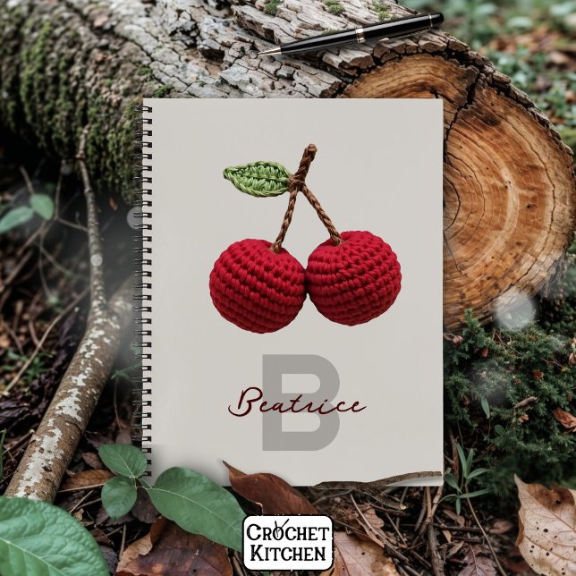 Cuaderno Monograma de cerezo rojo crochet minimalista (Subido por el creador)