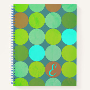 Cuaderno Monograma de círculos de verde lima, turquesa y óx